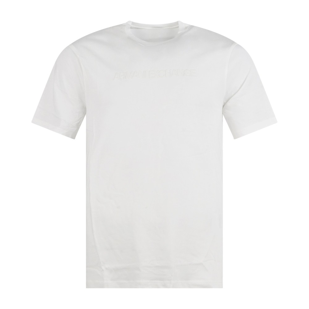 Armani Exchange - T-shirt bianca con stampa a rilievo tono su tono sul fronte