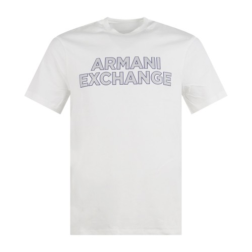 Armani Exchange - T-shirt bianca con stampa logo 3D sul fronte per uomo |