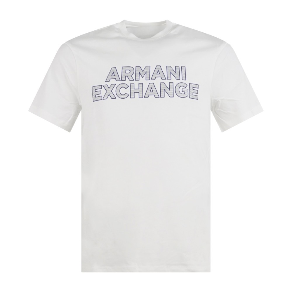 Armani Exchange - T-shirt bianca con stampa logo 3D sul fronte per uomo |