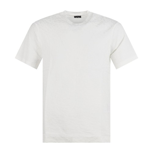 Armani Exchange - T-shirt bianca con texture jacquard mercerizzato tono su tono