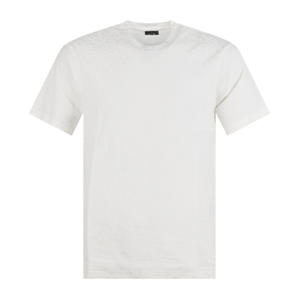 Armani Exchange - T-shirt bianca con texture jacquard mercerizzato tono su tono