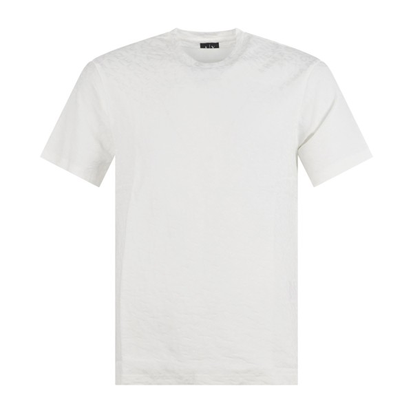 Armani Exchange - T-shirt bianca con texture jacquard mercerizzato tono su tono