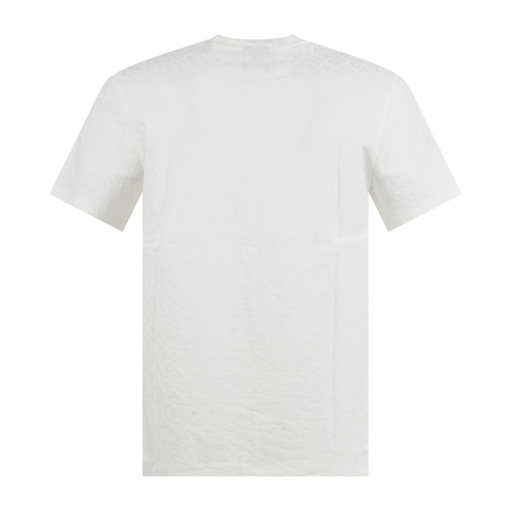 Armani Exchange - T-shirt bianca con texture jacquard mercerizzato tono su tono