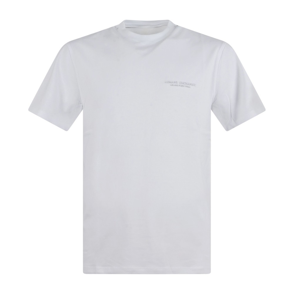 Armani Exchange - T-shirt bianca in jersey di cotone con logo sul petto per