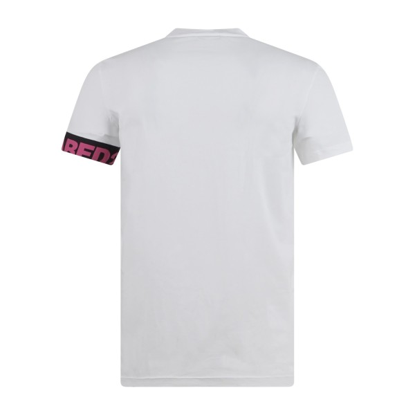 Dsquared2 - T-shirt bianca manica corta con banda logata sulla manica per uomo