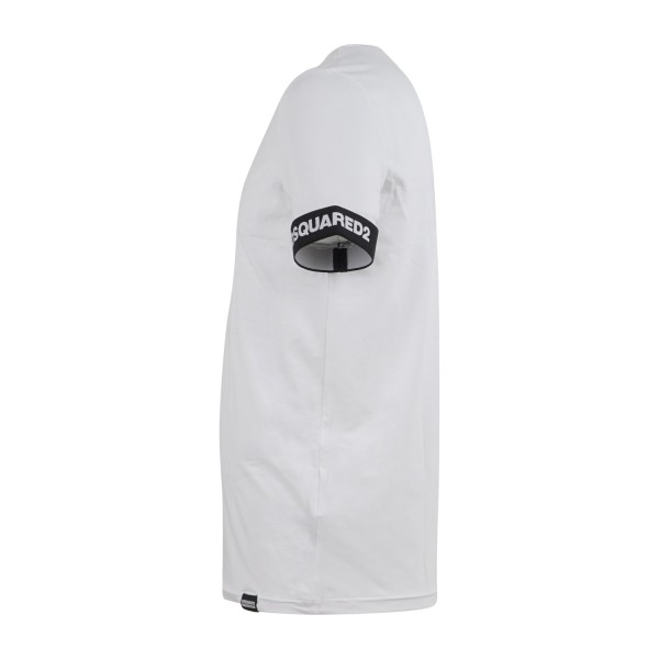 Dsquared2 - T-shirt bianca manica corta con banda logata sulla manica per uomo