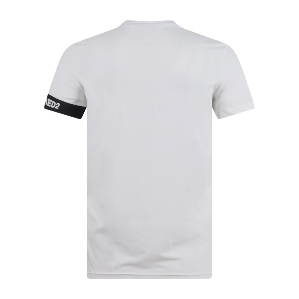 Dsquared2 - T-shirt bianca manica corta con banda logata sulla manica per uomo