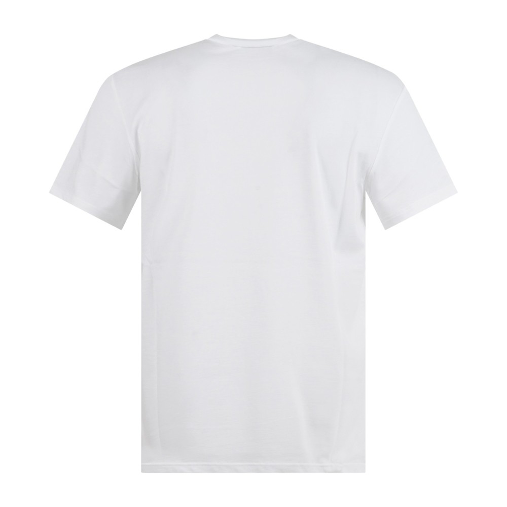 Emporio Armani - T-shirt bianca manica corta con bande logate sulle spalle per