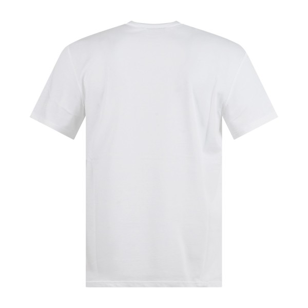 Emporio Armani - T-shirt bianca manica corta con bande logate sulle spalle per