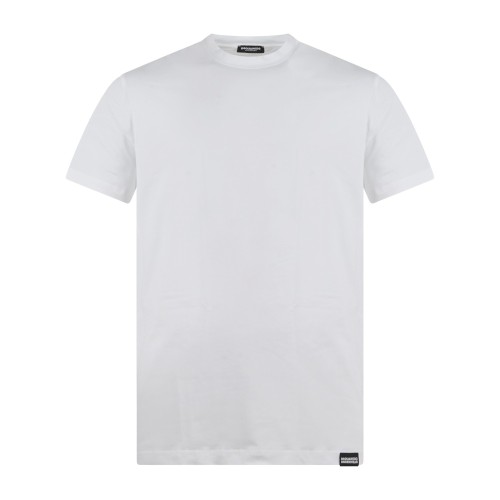 Dsquared2 - T-shirt bianca manica corta con ricamo logo over fit per uomo |
