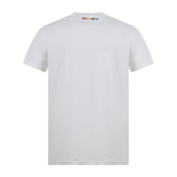 Dsquared2 - T-shirt bianca manica corta con ricamo logo over fit per uomo |