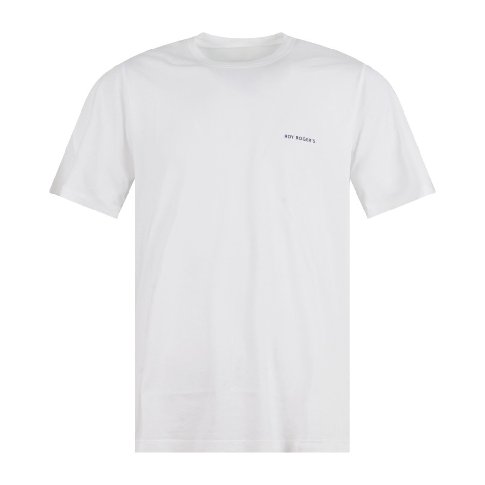Roy Roger's - T-shirt bianca manica corta con stampa logo sul petto in supima