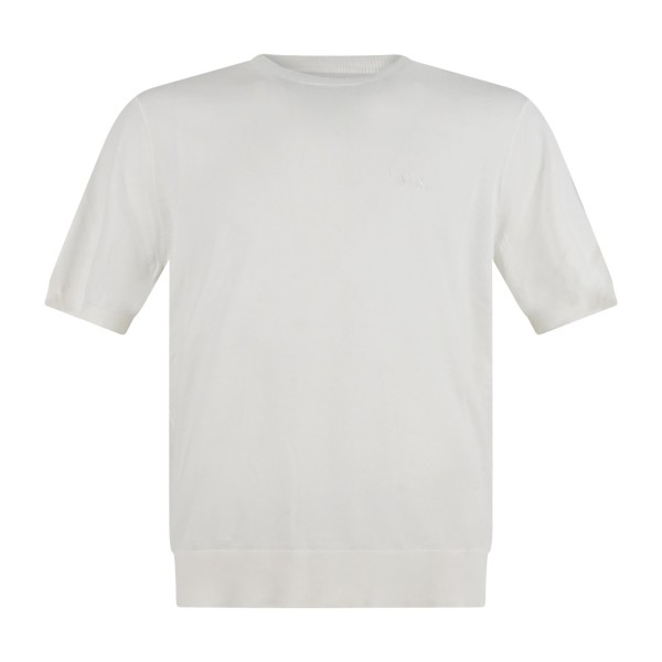Armani Exchange - T-shirt bianca manica corta in cotone con ricamo logo per