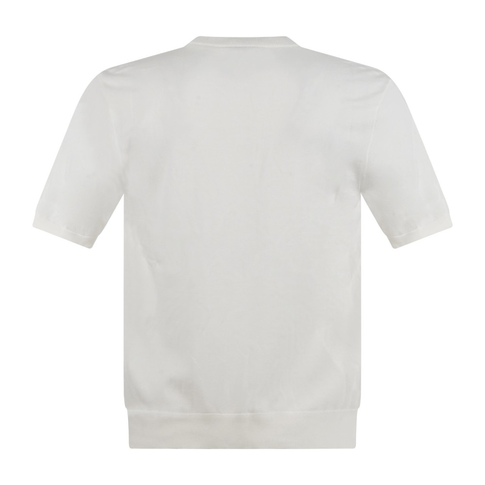 Armani Exchange - T-shirt bianca manica corta in cotone con ricamo logo per