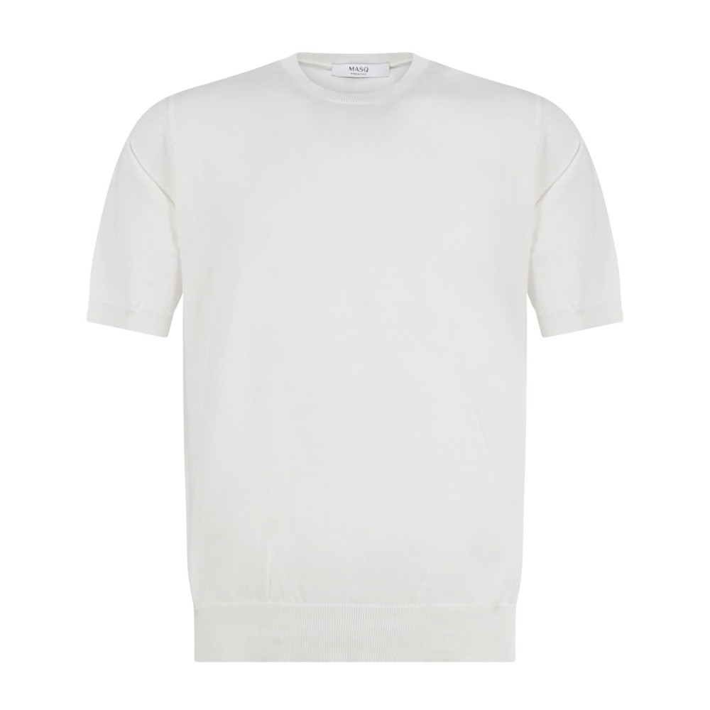 MASQ - T-shirt bianca manica corta in maglia di cotone per uomo | m5425-1002