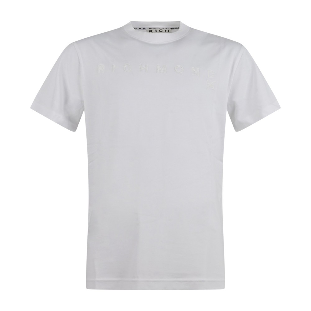 Richmond X - T-shirt bianca Over Miens con stampa logo gommata sul fronte per