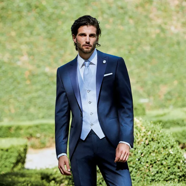 Lubiam 1911 Cerimonia - Abito smoking rever sciallato blu per uomo | 