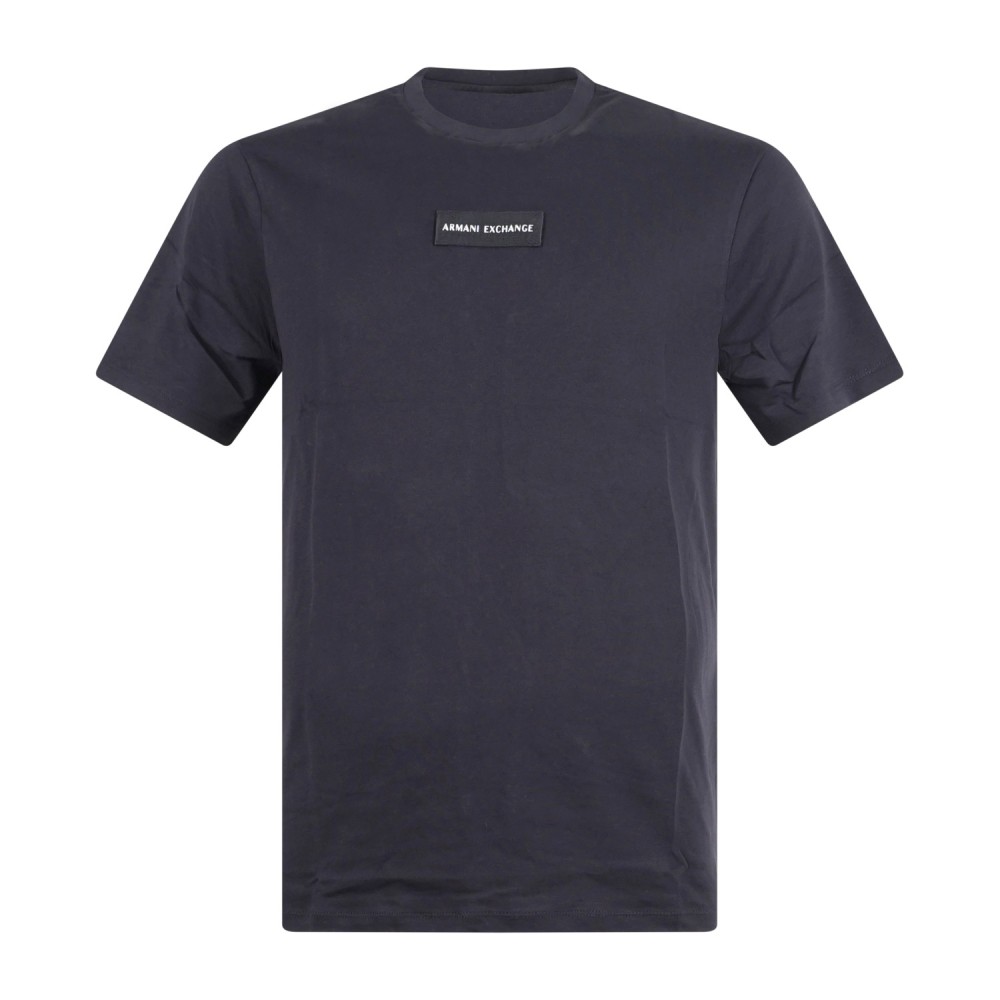 Armani Exchange - T-shirt blu con patch logo sul fronte per uomo | xm002471