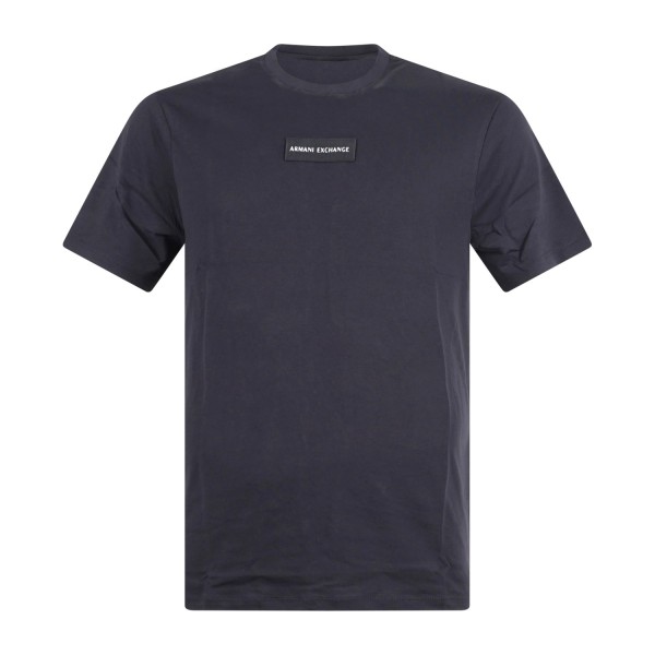Armani Exchange - T-shirt blu con patch logo sul fronte per uomo | xm002471
