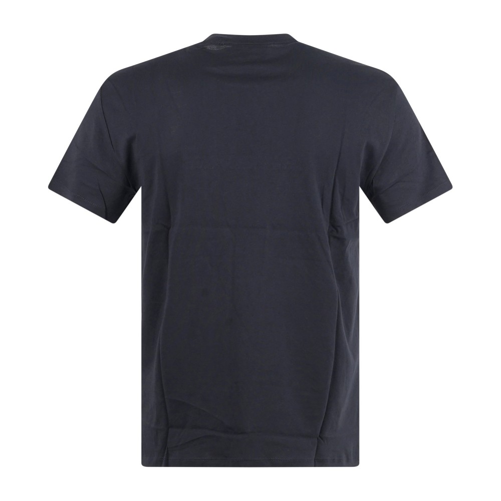 Armani Exchange - T-shirt blu con ricamo logo sul fronte a contrasto per uomo |
