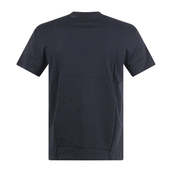 Armani Exchange - T-shirt blu con ricamo logo sul fronte a contrasto per uomo |