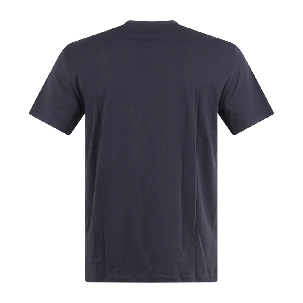 Armani Exchange - T-shirt blu con ricamo logo sul petto tono su tono per uomo |