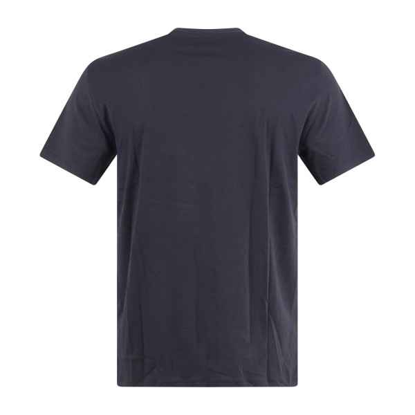 Armani Exchange - T-shirt blu con ricamo logo sul petto tono su tono per uomo |