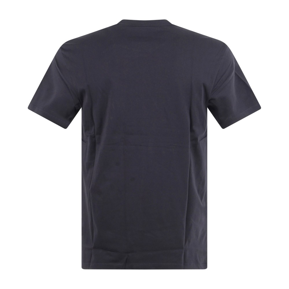 Armani Exchange - T-shirt blu in jersey di cotone con logo sul petto per uomo |