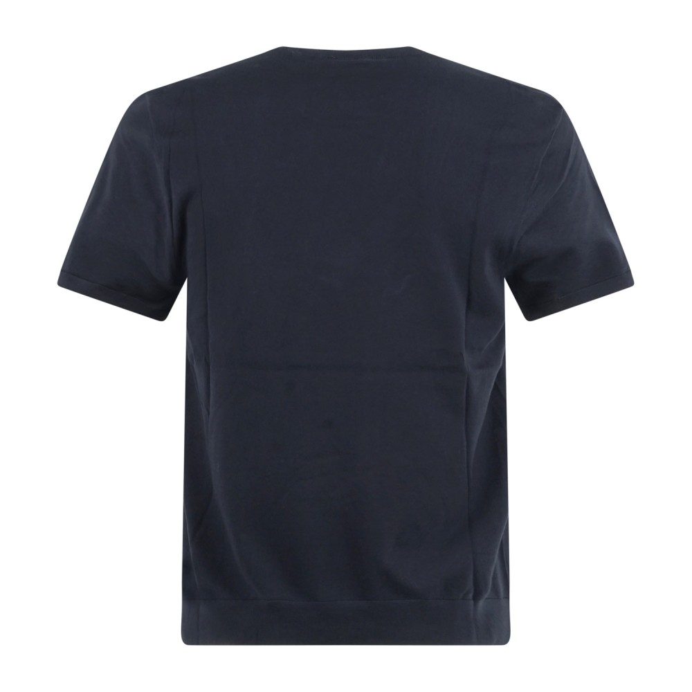 Armani Exchange - T-shirt blu manica corta in cotone con ricamo logo per uomo |