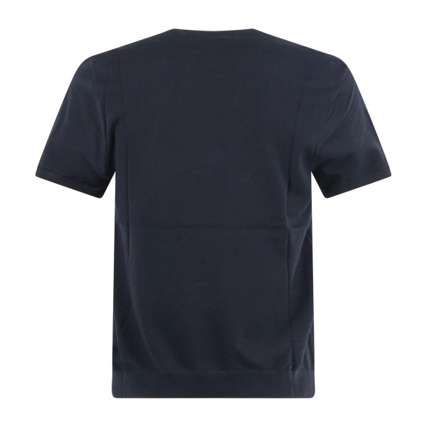 Armani Exchange - T-shirt blu manica corta in cotone con ricamo logo per uomo |