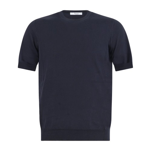 MASQ - T-shirt blu manica corta in maglia di cotone per uomo | m5425-1002 650blu