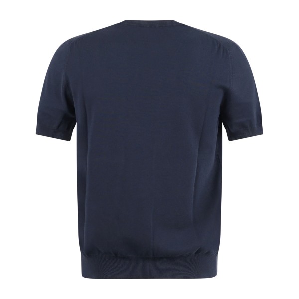Gran Sasso - T-shirt blu manica corta in maglia di cotone organico per uomo |