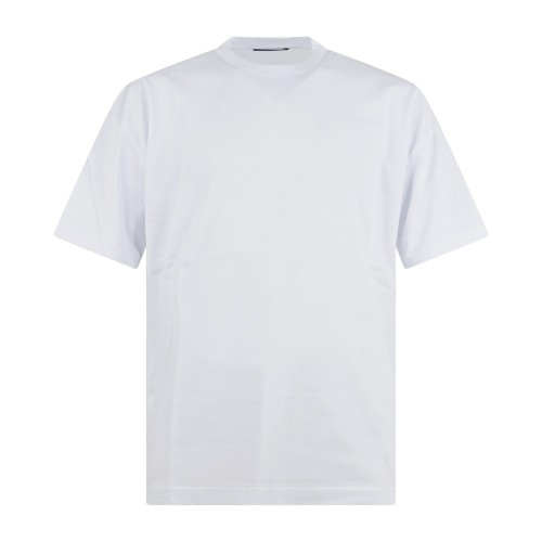 Daniele Alessandrini - T-shirt girocollo bianca con patch logo sul retro over