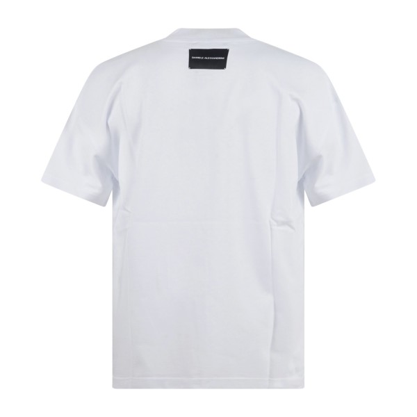Daniele Alessandrini - T-shirt girocollo bianca con patch logo sul retro over