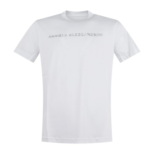 Daniele Alessandrini - T-shirt girocollo bianca con stampa logo sul fronte per