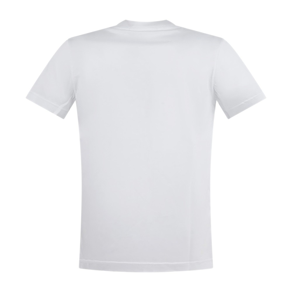 Daniele Alessandrini - T-shirt girocollo bianca con stampa logo sul fronte per