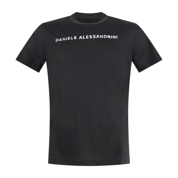 Daniele Alessandrini - T-shirt girocollo nera con stampa logo sul fronte per