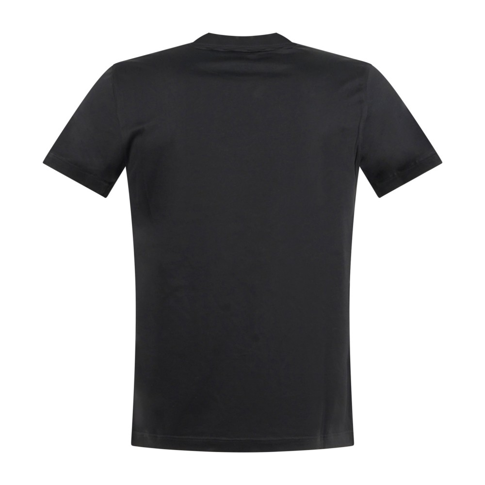 Daniele Alessandrini - T-shirt girocollo nera con stampa logo sul fronte per