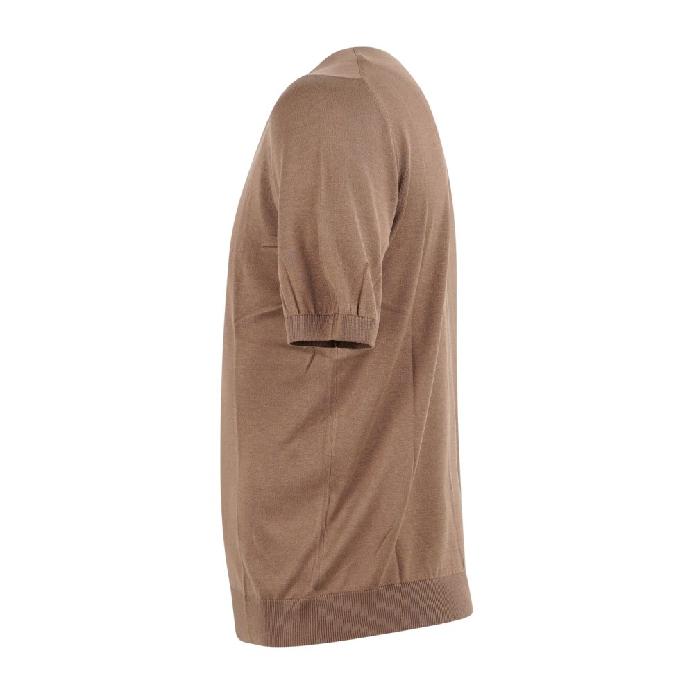 Gran Sasso - T-shirt marrone manica corta in maglia di seta per uomo |