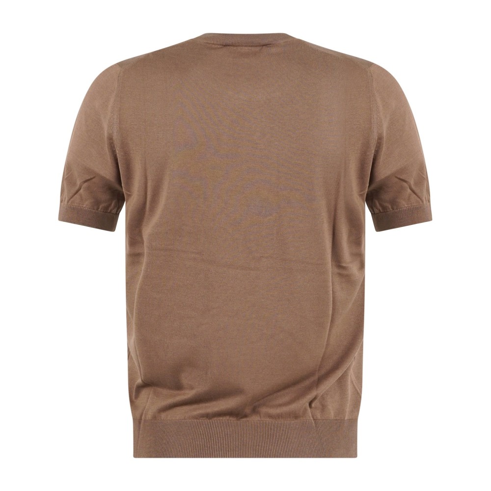 Gran Sasso - T-shirt marrone manica corta in maglia di seta per uomo |