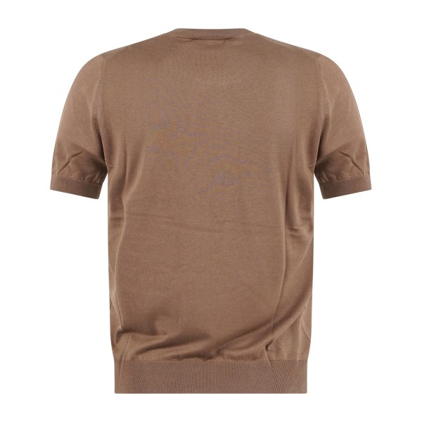 Gran Sasso - T-shirt marrone manica corta in maglia di seta per uomo |