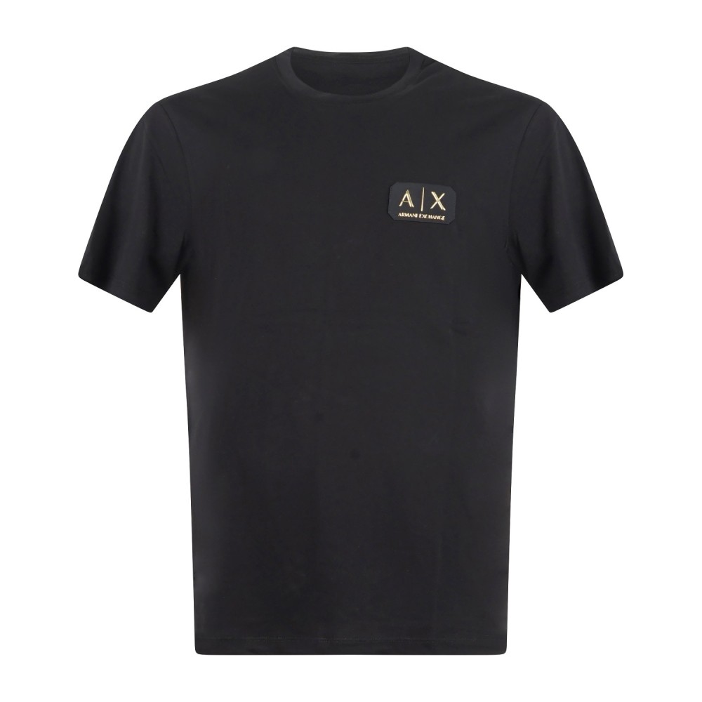 Armani Exchange - T-shirt nera con patch logo sul petto per uomo | xm002178
