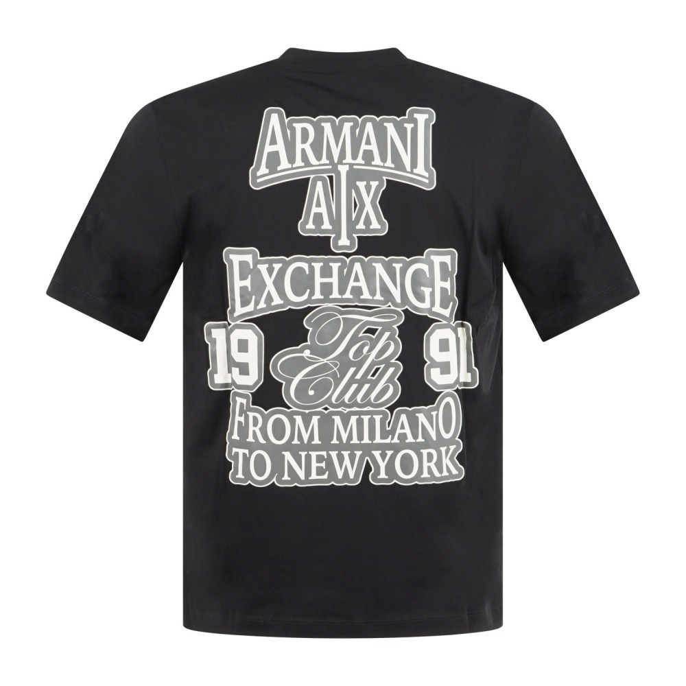 Armani Exchange - T-shirt nera con stampa logo sul fronte e retro per uomo |