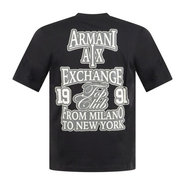 Armani Exchange - T-shirt nera con stampa logo sul fronte e retro per uomo |