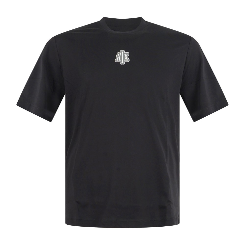 Armani Exchange - T-shirt nera con stampa logo sul fronte e retro per uomo |
