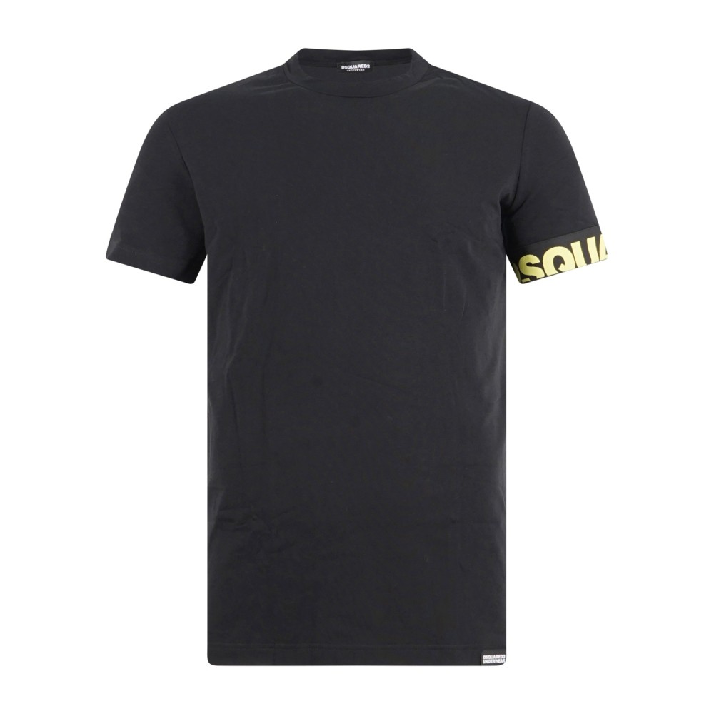 Dsquared2 - T-shirt nera manica corta con banda logata sulla manica per uomo |