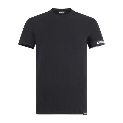 Dsquared2 - T-shirt nera manica corta con banda logata sulla manica per uomo |
