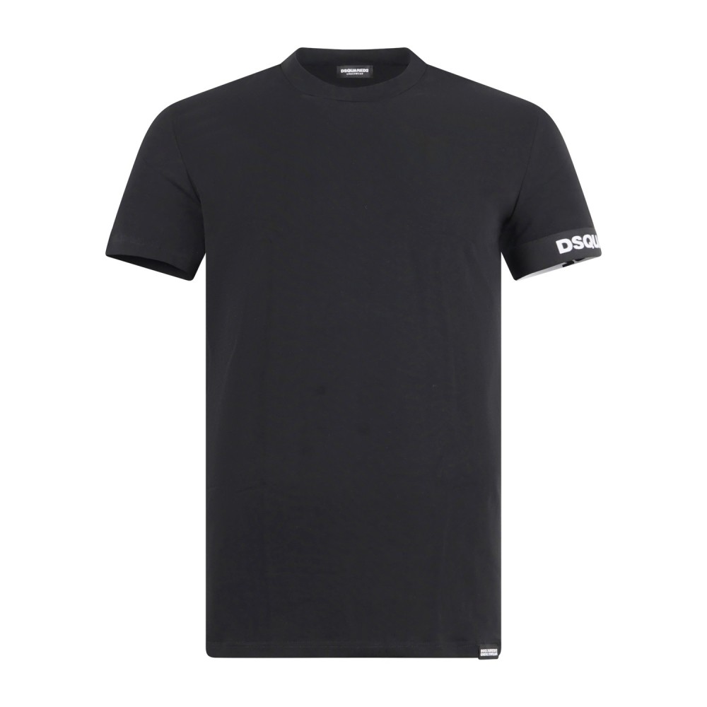 Dsquared2 - T-shirt nera manica corta con banda logata sulla manica per uomo |