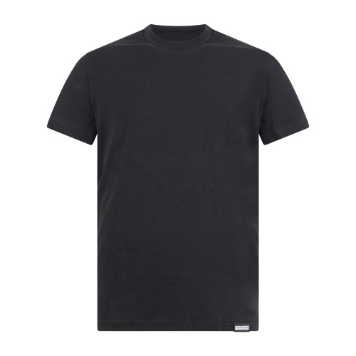 Dsquared2 - T-shirt nera manica corta con ricamo logo over fit per uomo |