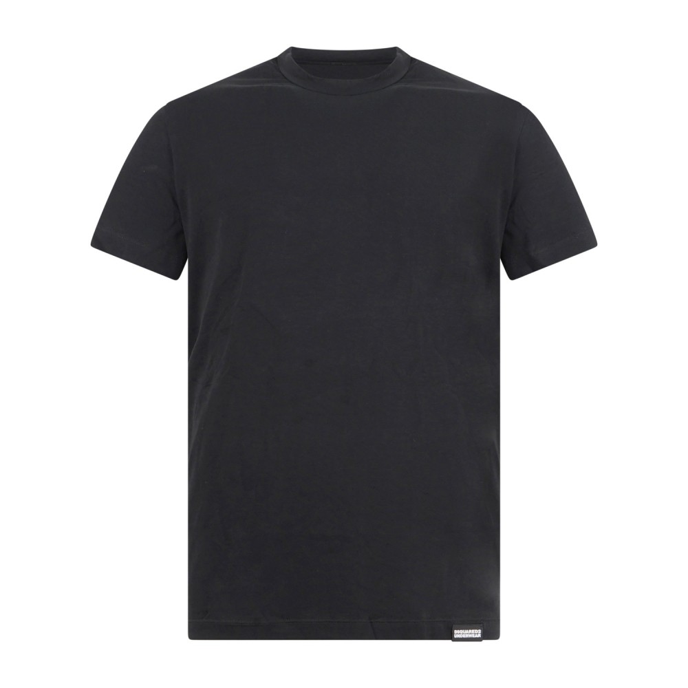 Dsquared2 - T-shirt nera manica corta con ricamo logo over fit per uomo |